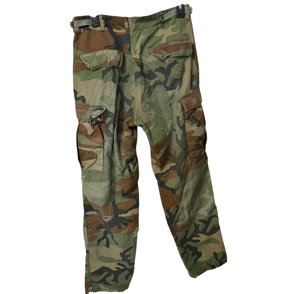 Men’s Woodland Camo Cargo Pants Military Army Utility Tactical Pants Medium